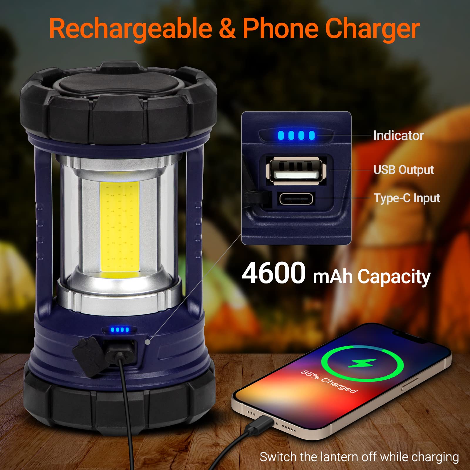 CT CAPETRONIX lantern outdoors in rain demonstrates IPX4 waterproof protection for unpredictable outdoors.