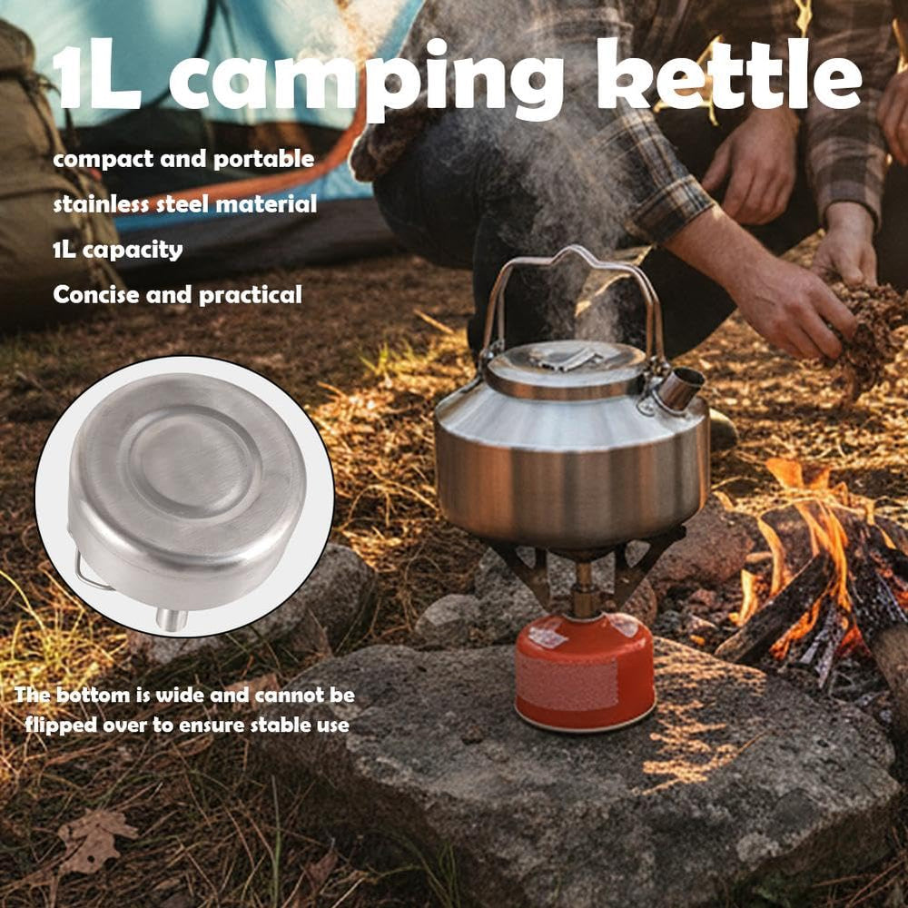CTDWNT open-flame kettle in use over campfire for fast heating.