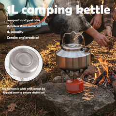 CTDWNT open-flame kettle in use over campfire for fast heating.