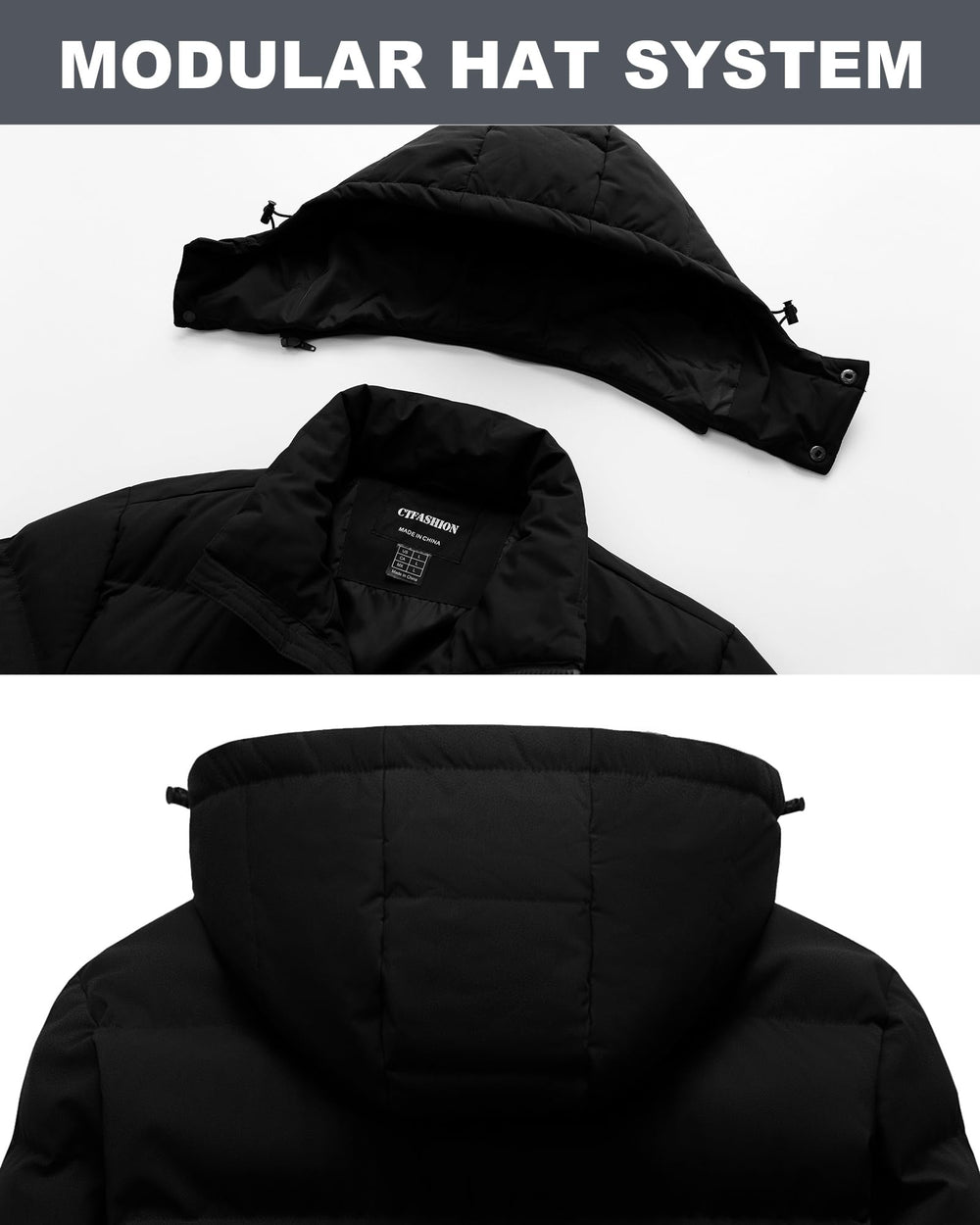 CTFASHION men's puffer jacket color black navy conveying timeless everyday appeal.