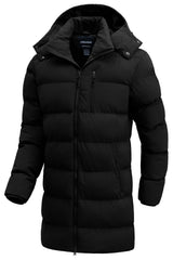 CTFASHION men's puffer jacket hood long front view showing all-weather warmth and coverage.