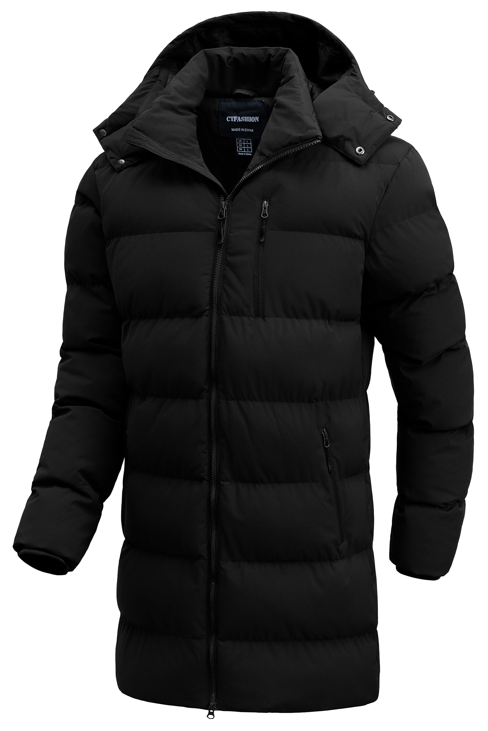 CTFASHION puffer jacket long waterproof front view delivers all-weather warmth for city and outdoors