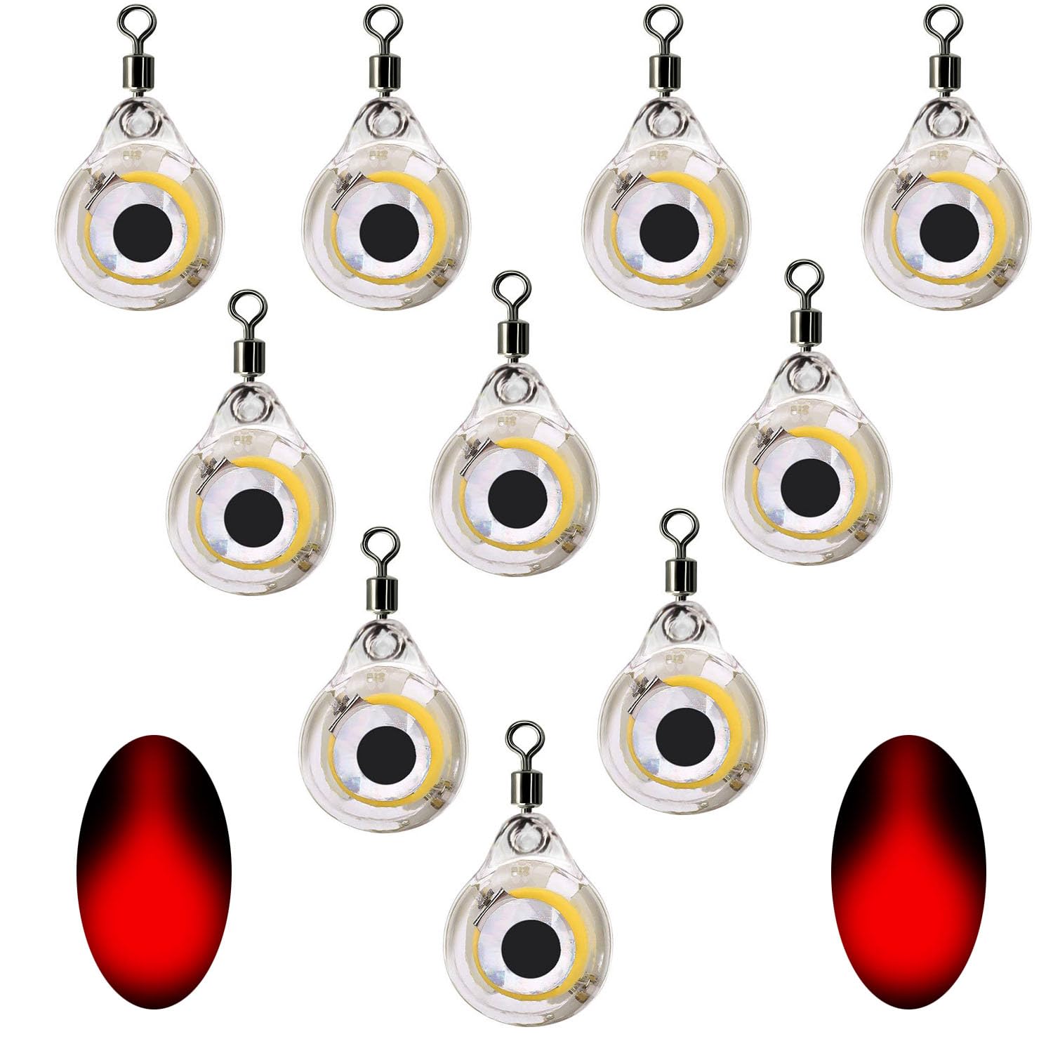 CTKcom 10-pack small fisheye mini underwater LED lure light red in water