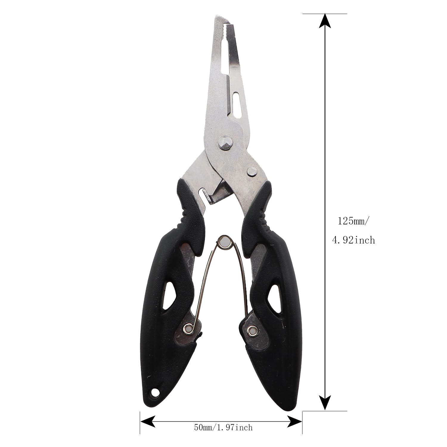 Curved nose micro pliers for fishing – serrated jaw