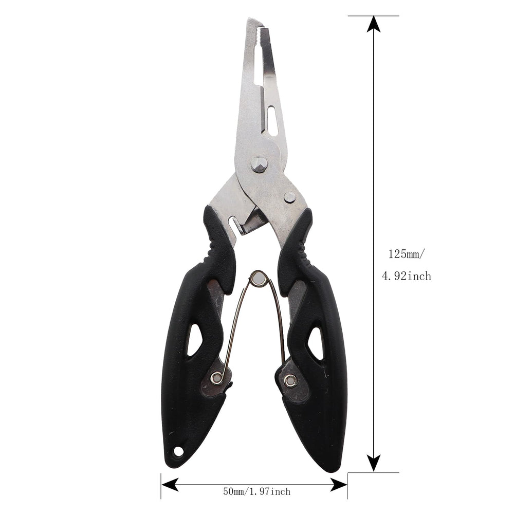 Curved nose micro pliers for fishing – serrated jaw