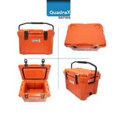Cubix Outdoors QuadraX 20QT cooler with open lid for quick access.