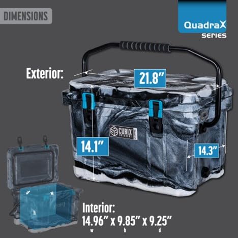 Quick catch latch and silicone gasket on Cubix Outdoors QuadraX cooler provide secure seal.