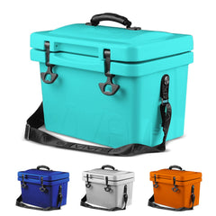 Cubix Outdoors Viva 14QT front view turquoise cooler with compact portability and rugged durability.