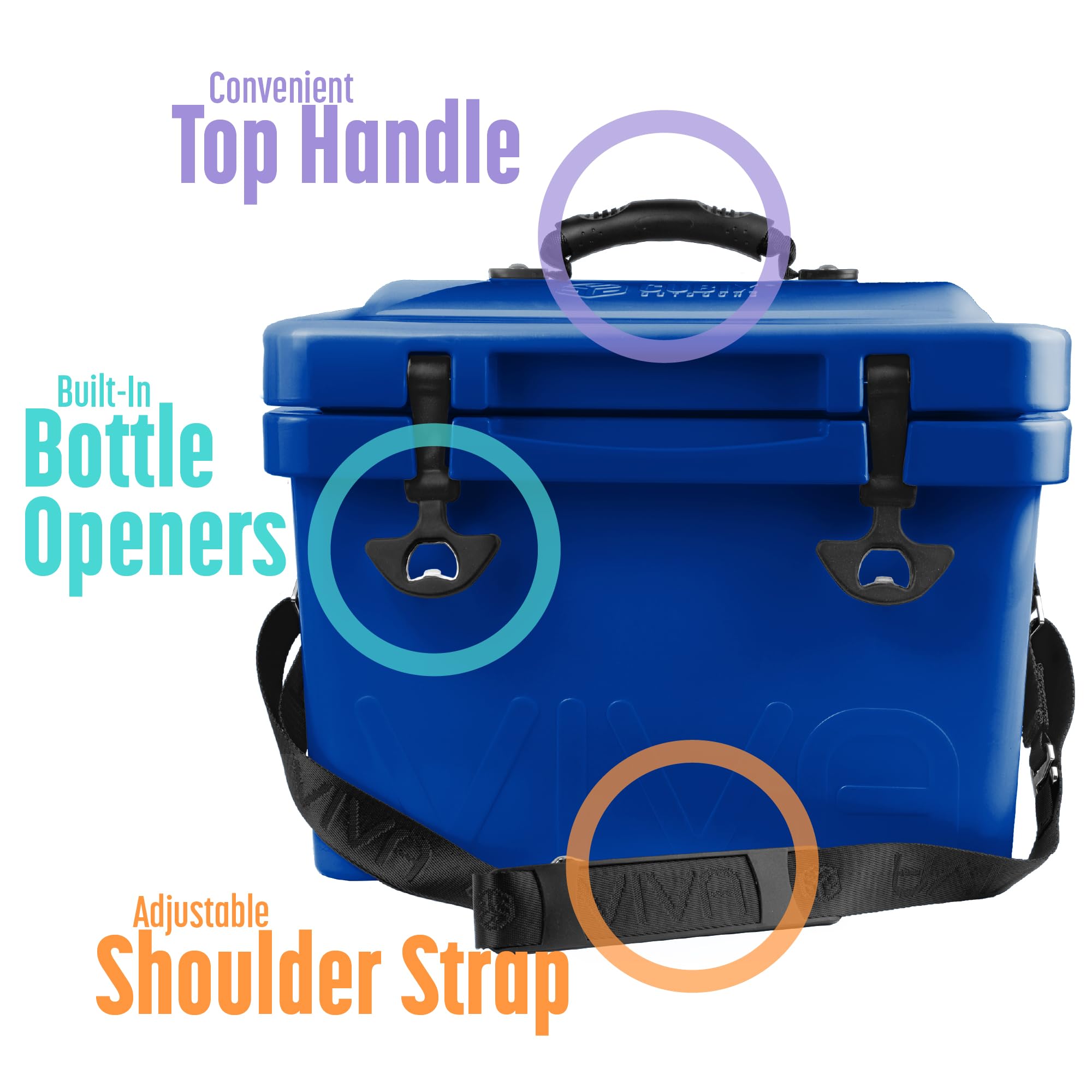 Cubix Outdoors Viva 14QT built-in bottle openers for casual gatherings.