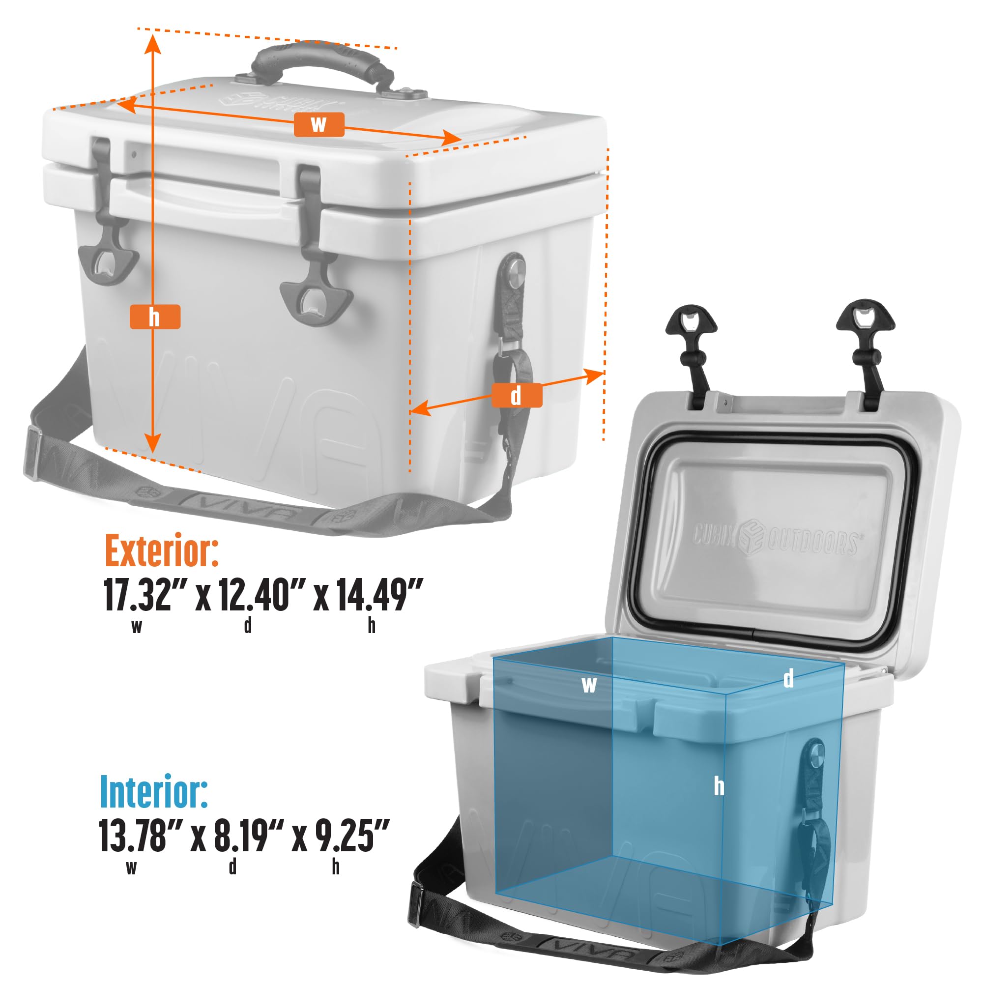 Cubix Outdoors Viva 14QT side view showing dual carry strap