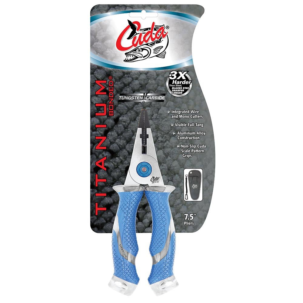 Jaws cutting braided, mono and fluorocarbon lines with tungsten carbide cutters