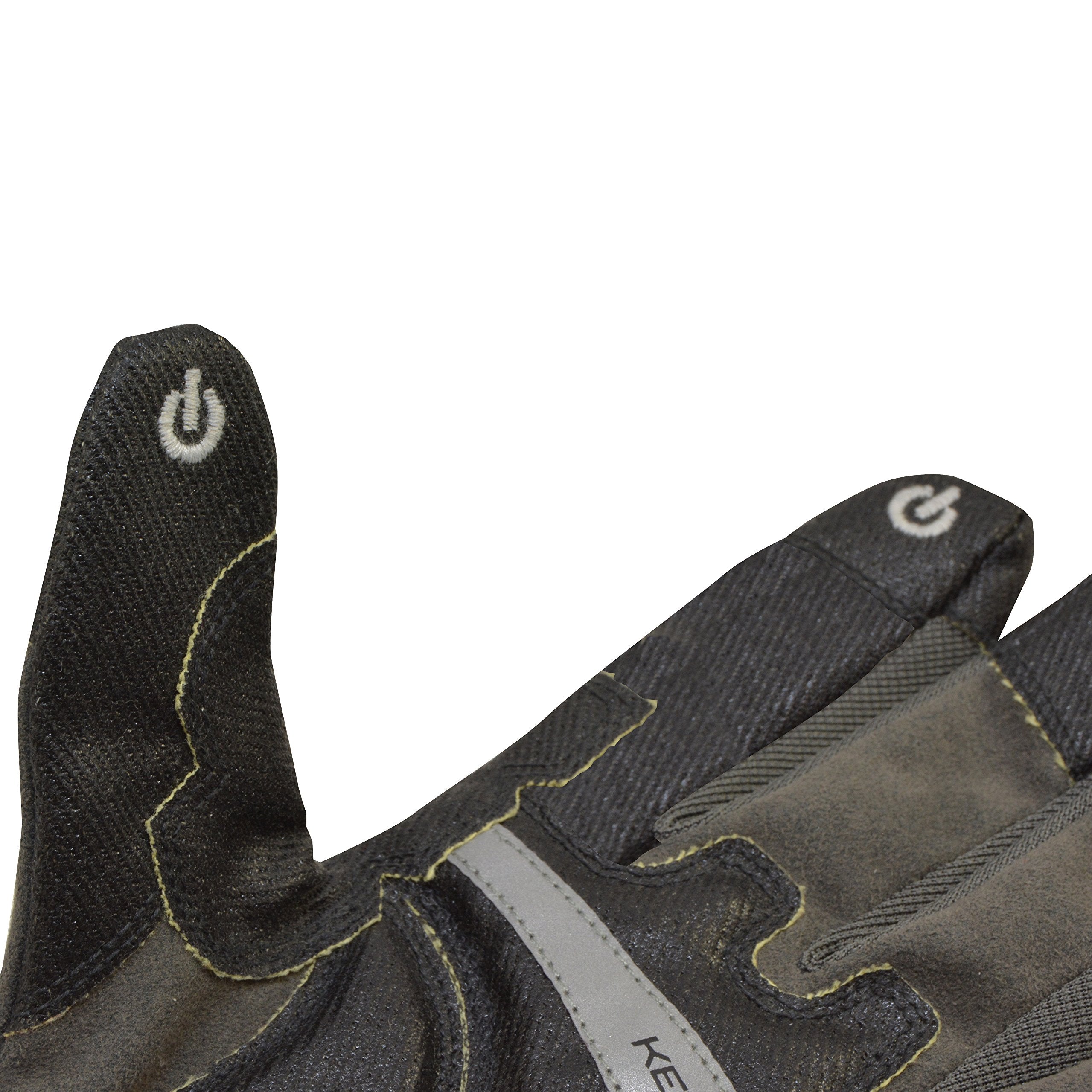 CUDA Bait Cutting Gloves touch-screen capable thumb and index finger for devices.