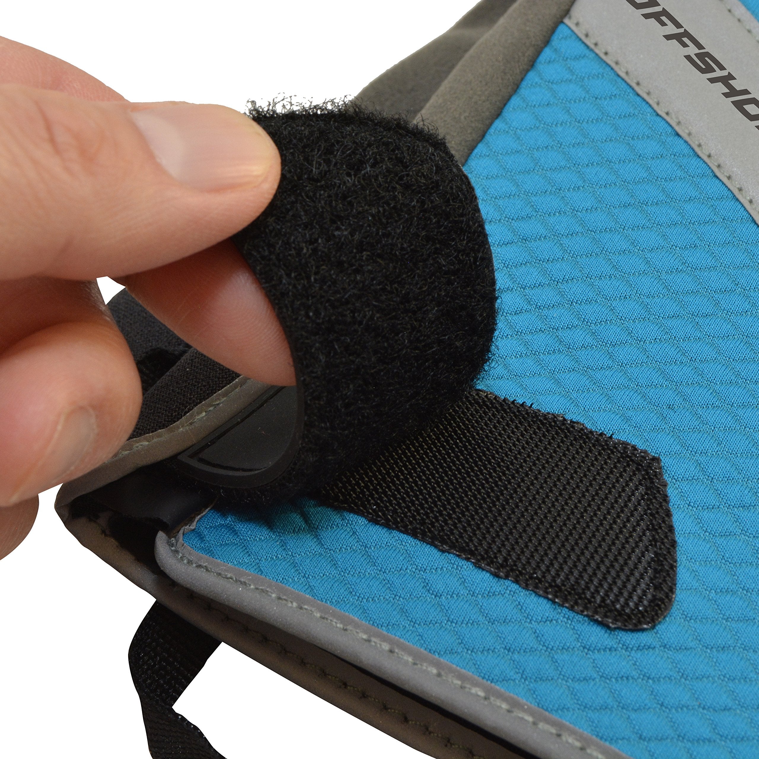 Velcro closure provides secure, adjustable fit