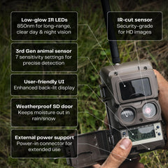 CuddeLink IR Camera at night showing low-glow illumination for wildlife observation.