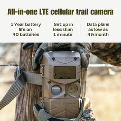 Cuddeback Tracks IR Camera back view, integrated outdoor mounting.