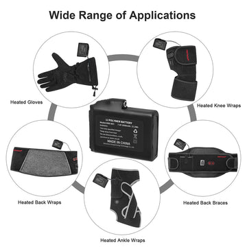 CUEHEAT heated glove liner with battery attached for on the go warmth