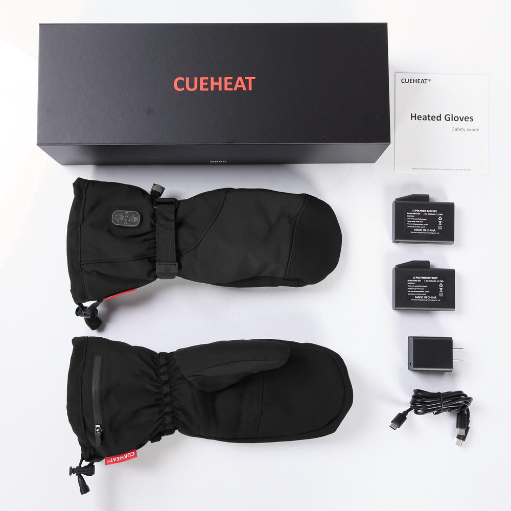 CUEHEAT heated mittens include a protective battery case for safety.