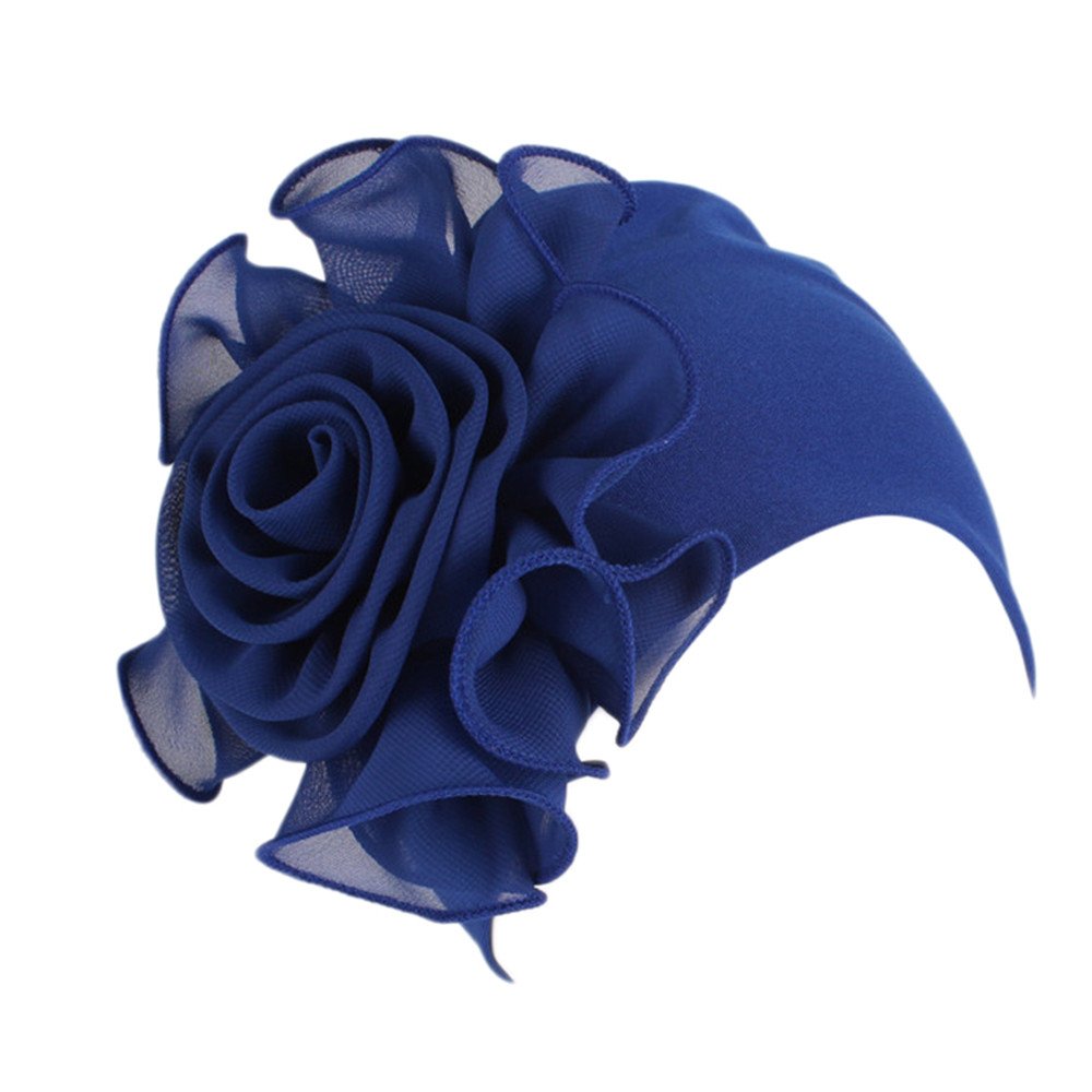 Cuekondy chemo turban in dark blue with braided flower detail for comfortable daily wear