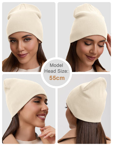 Cuffless classic minimalist beige beanie