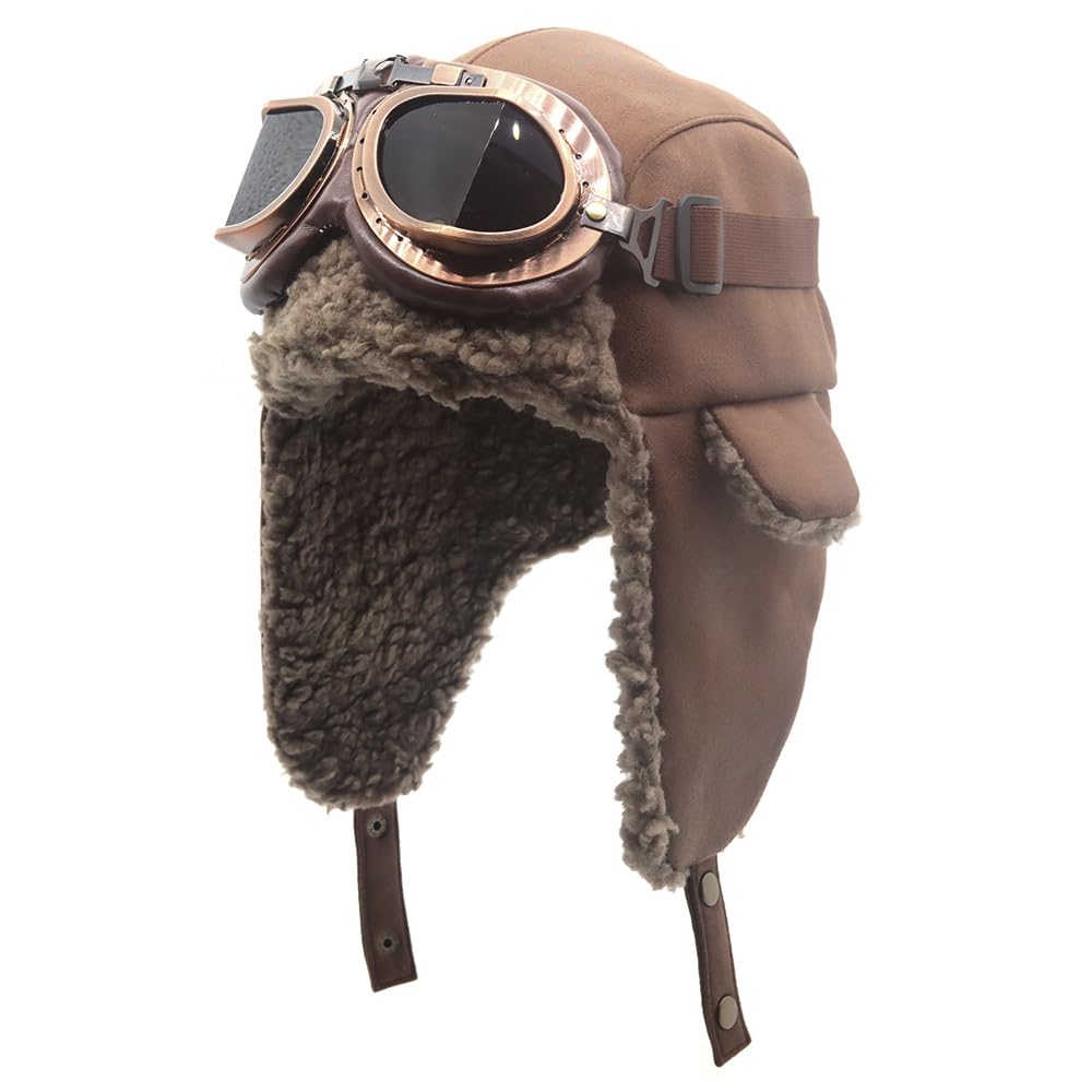 Cuhubyup aviator goggles with smoke lenses shield wind.