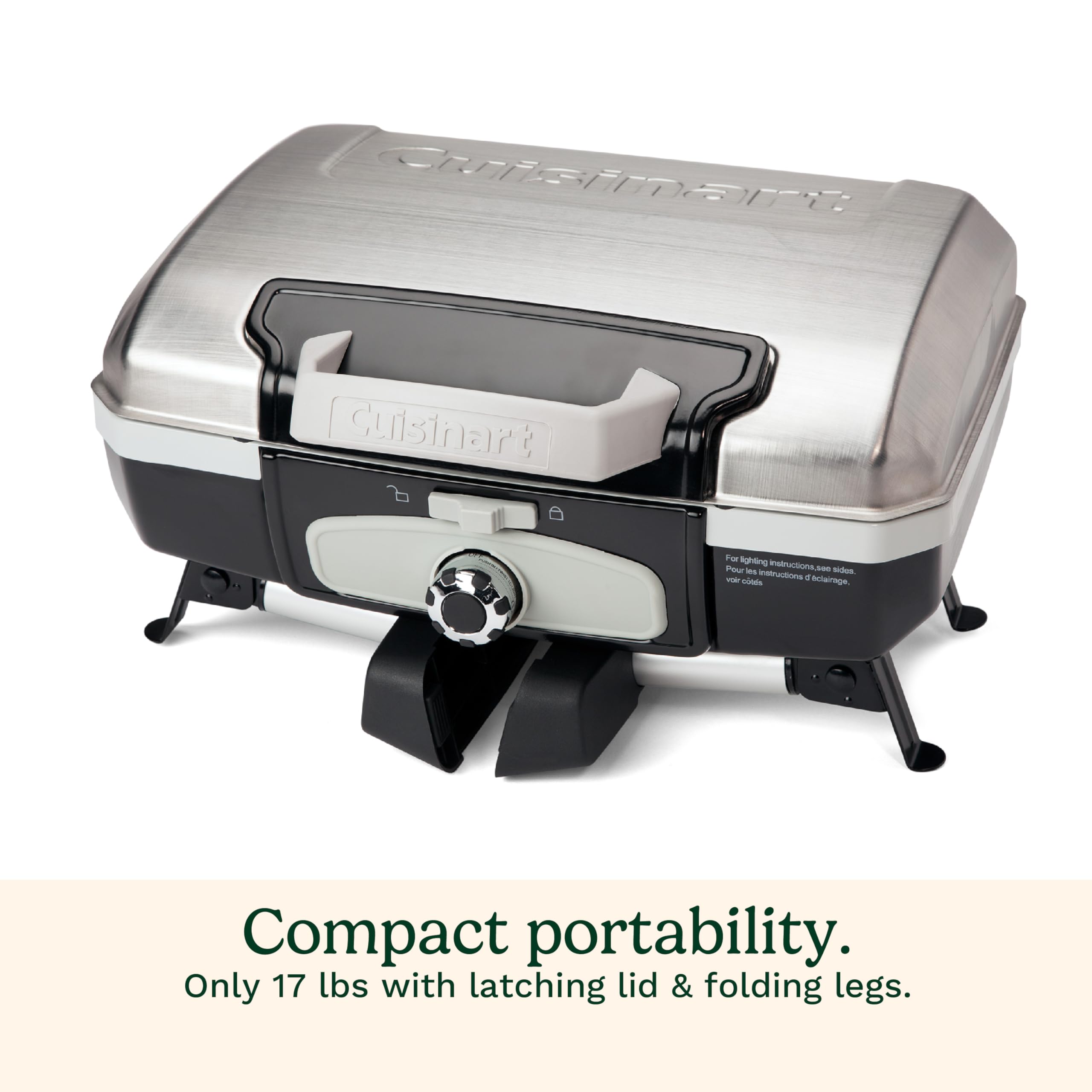 Cuisinart Petite Gourmet portable grill with dishwasher-safe grates for easy cleaning
