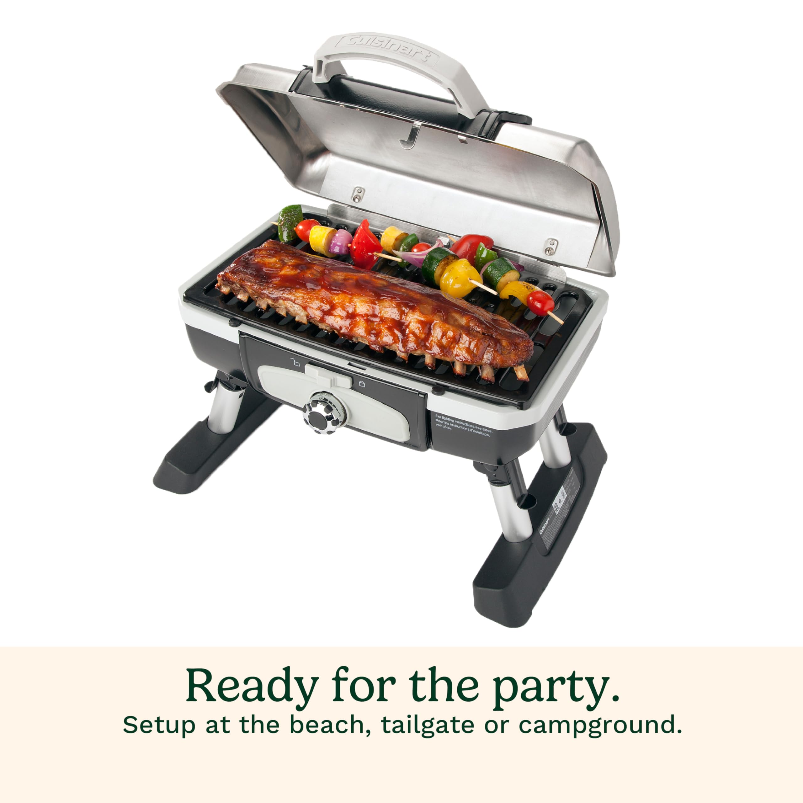 Cuisinart Petite Gourmet portable grill folded for compact travel and storage