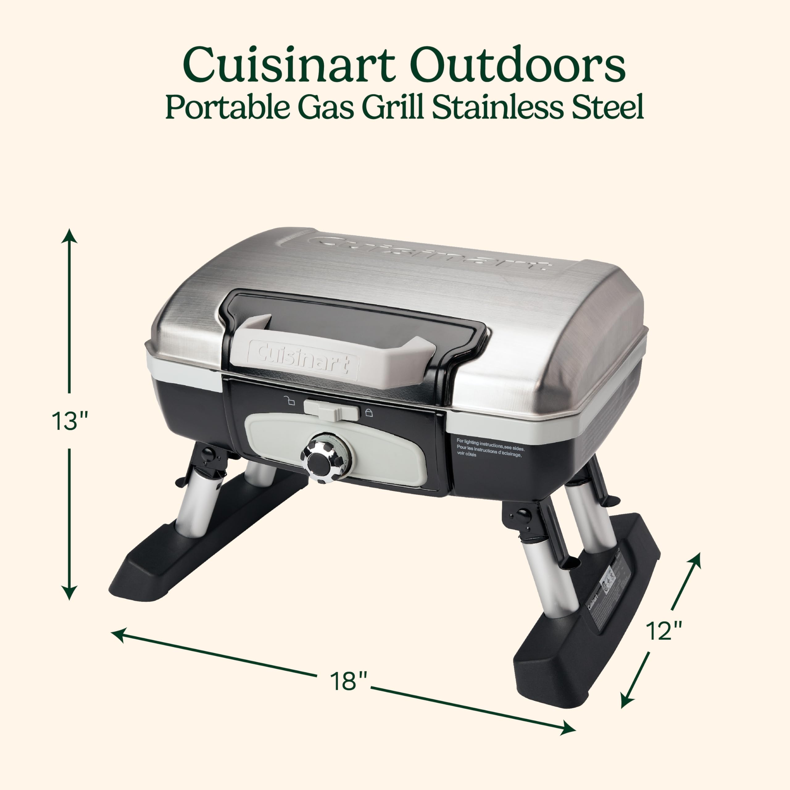 Cuisinart Petite Gourmet portable grill side view highlighting compact size and portability
