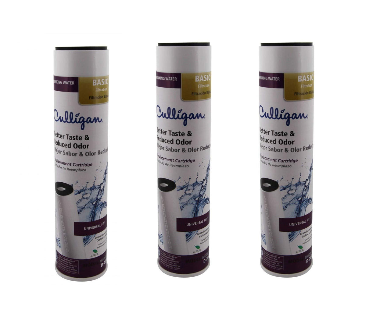 Culligan D-20A basic cartridge universal fit for undersink filters, improving taste and odor