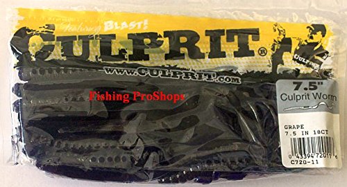 Culprit 7.5 Curl Tail Worms in grape color ideal for versatile freshwater rigs