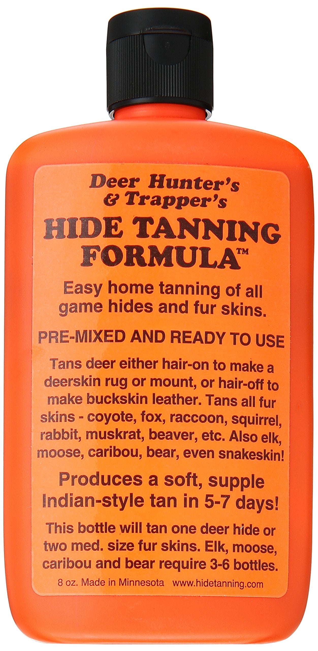 Cumberland's NW Trappers deer hunter tanning formula bottle for deer hide finishing and leather prep