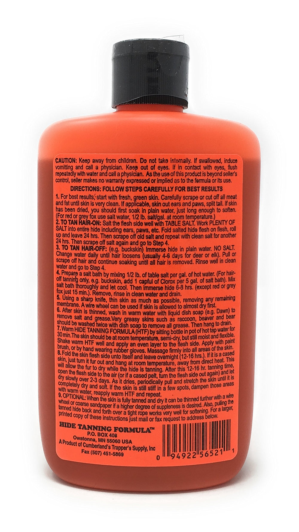 Cumberland's instruction card shows easy-to-follow steps for successful tanning