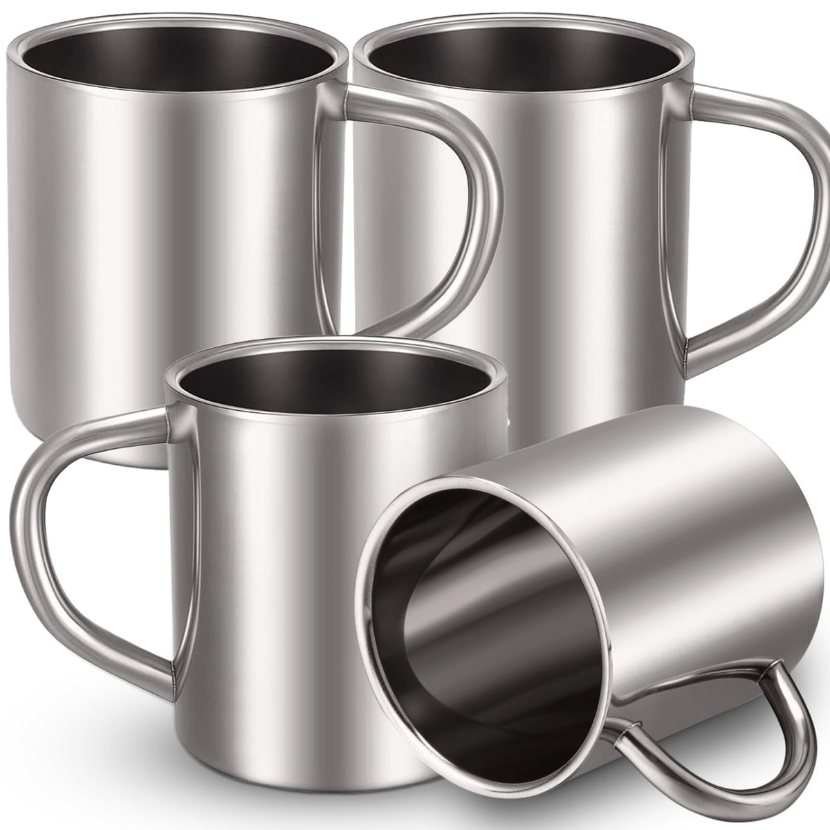 Cunhill four-pack 13.5oz insulated stainless steel mugs with handles for family use