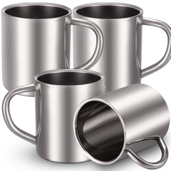 Cunhill four-pack 13.5oz insulated stainless steel mugs with handles for family use