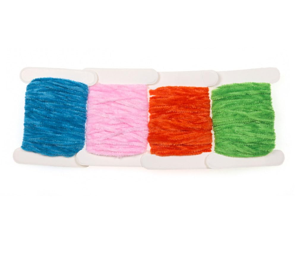 Cuoyuqie colorful chenille strands close-up for eye-catching texture on flies.
