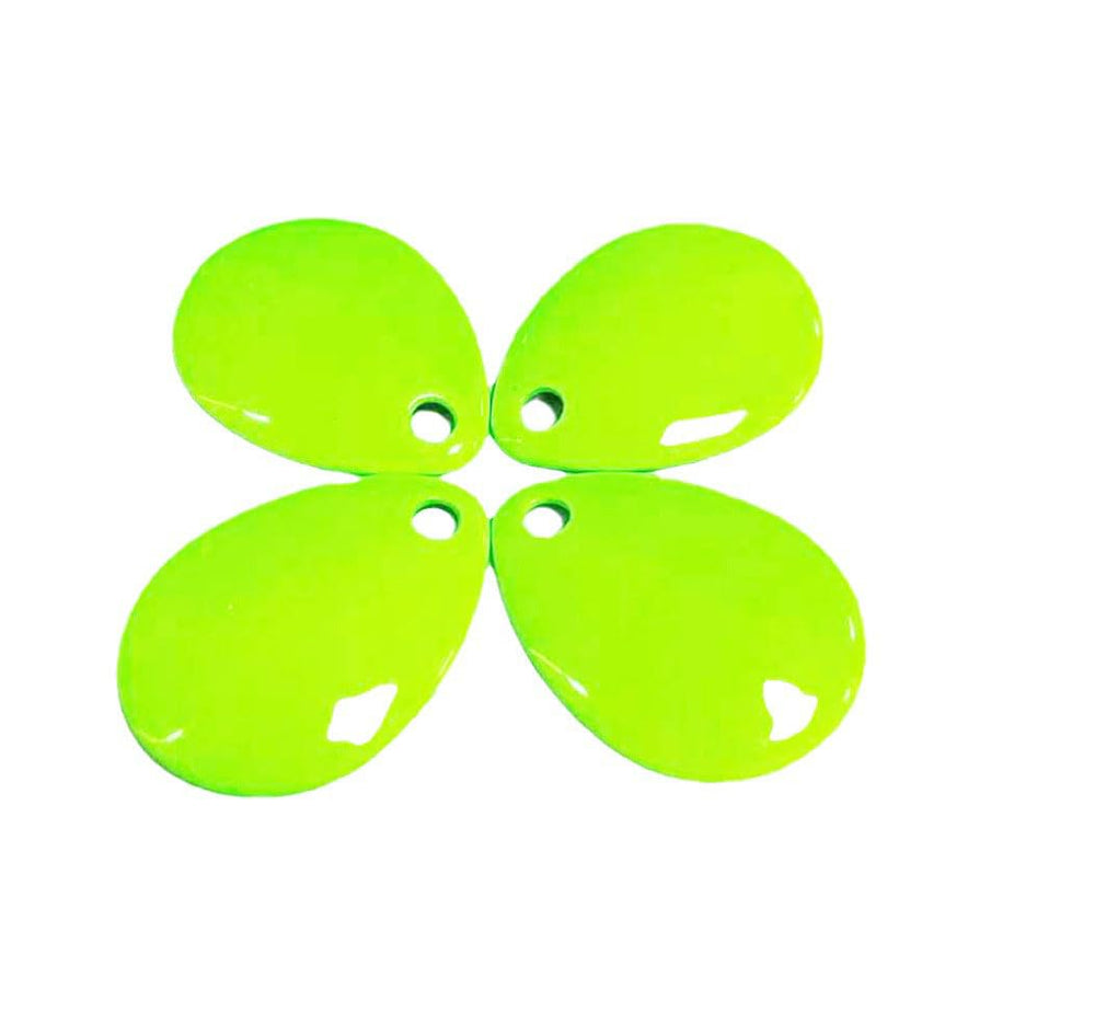 Cuoyuqie fluorescent green Colorado spinner blade 22x16mm for high-visibility lures.