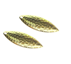 Cuoyuqie gold willow-leaf spinner blades with hammered finish for durable lure creation.