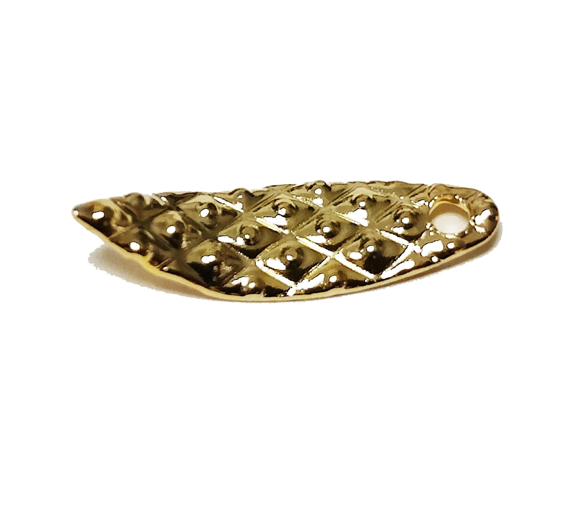 Cuoyuqie Willow Leaf Spinner Blade Gold 20x6mm shows hammered finish and durability.
