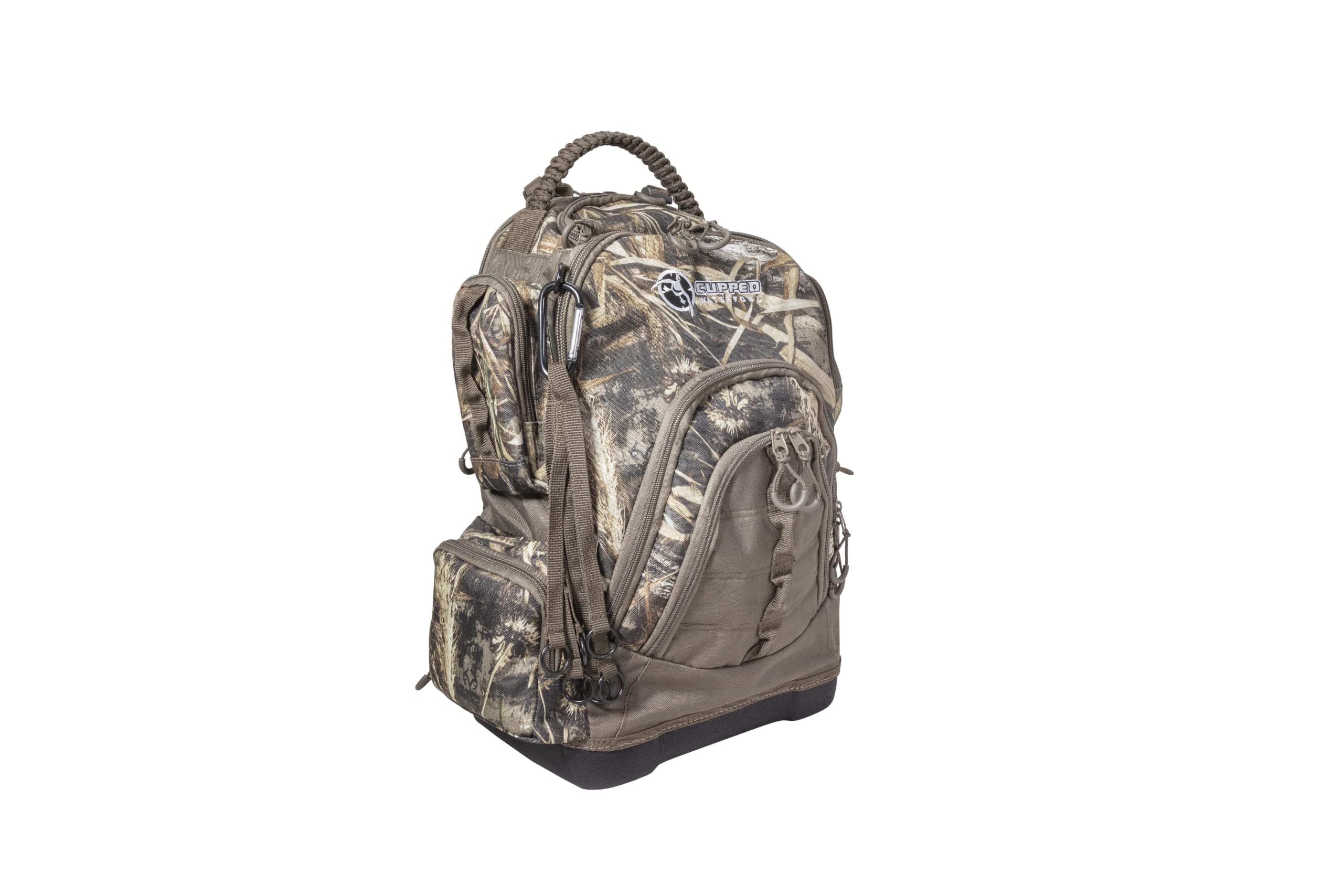 Cupped Waterfowl Backpack MOLLE-loops support modular accessories for quick field setup.