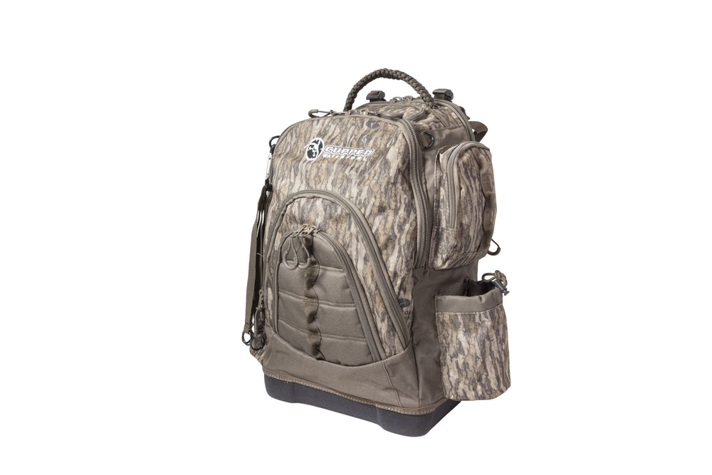 Cupped Waterfowl bag with six outside pockets keeps gear organized.