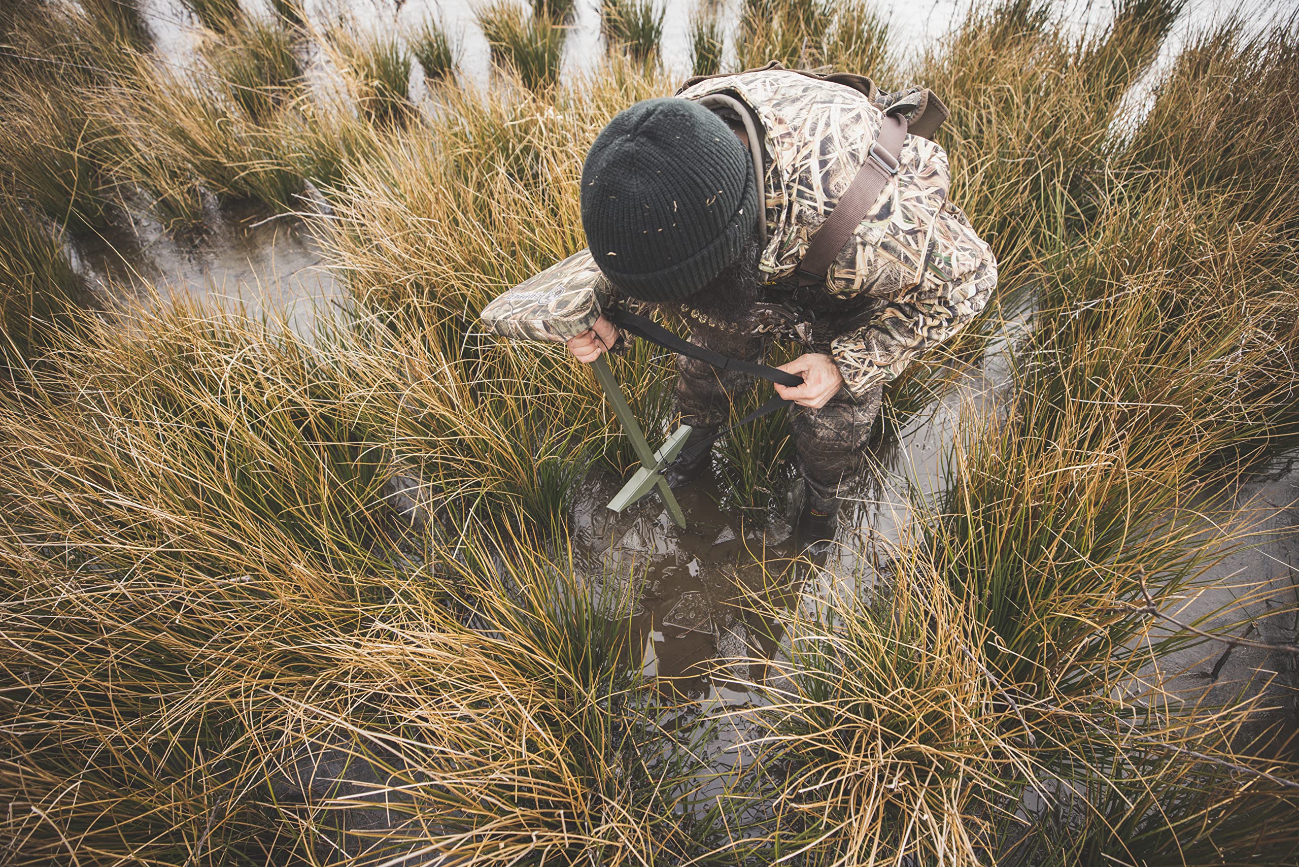 Cupped Waterfowl Realtree MAX-7 camouflage seat for discreet hunts