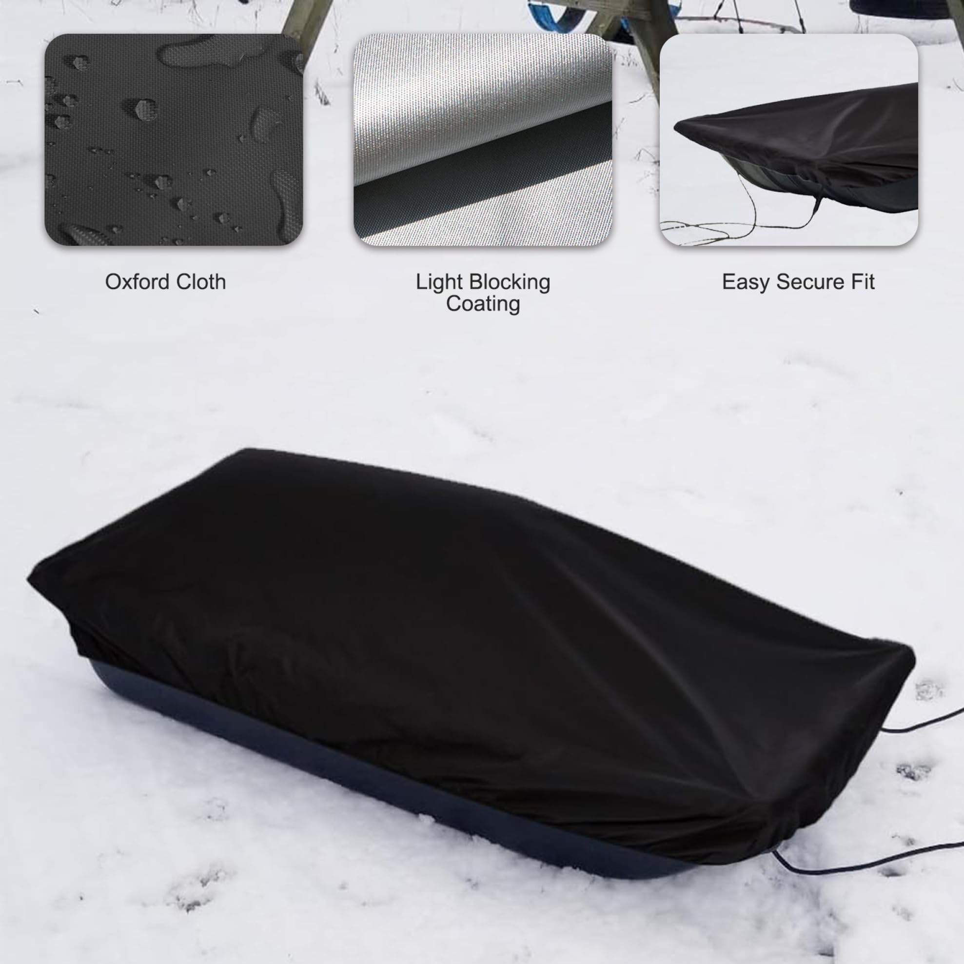 Silver-coated fabric detail of CurcKua Sled Cover highlighting UV protection.