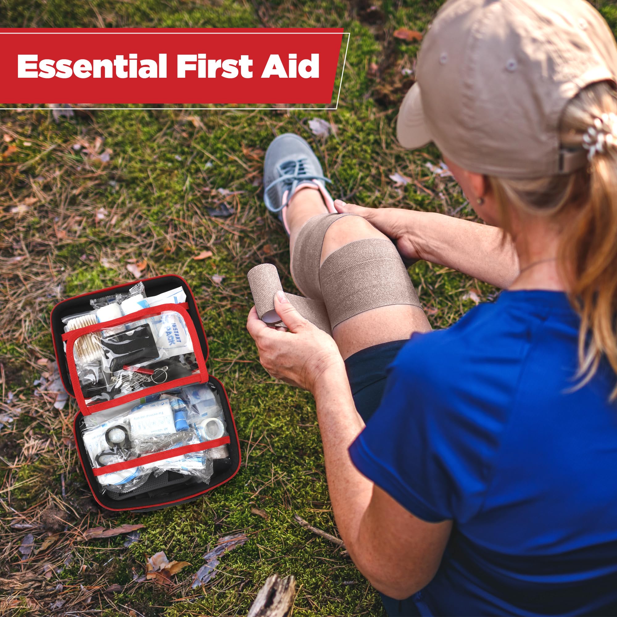 CureIT Premium First Aid Kit Travel compact storage fits in home, car, or camping kit.