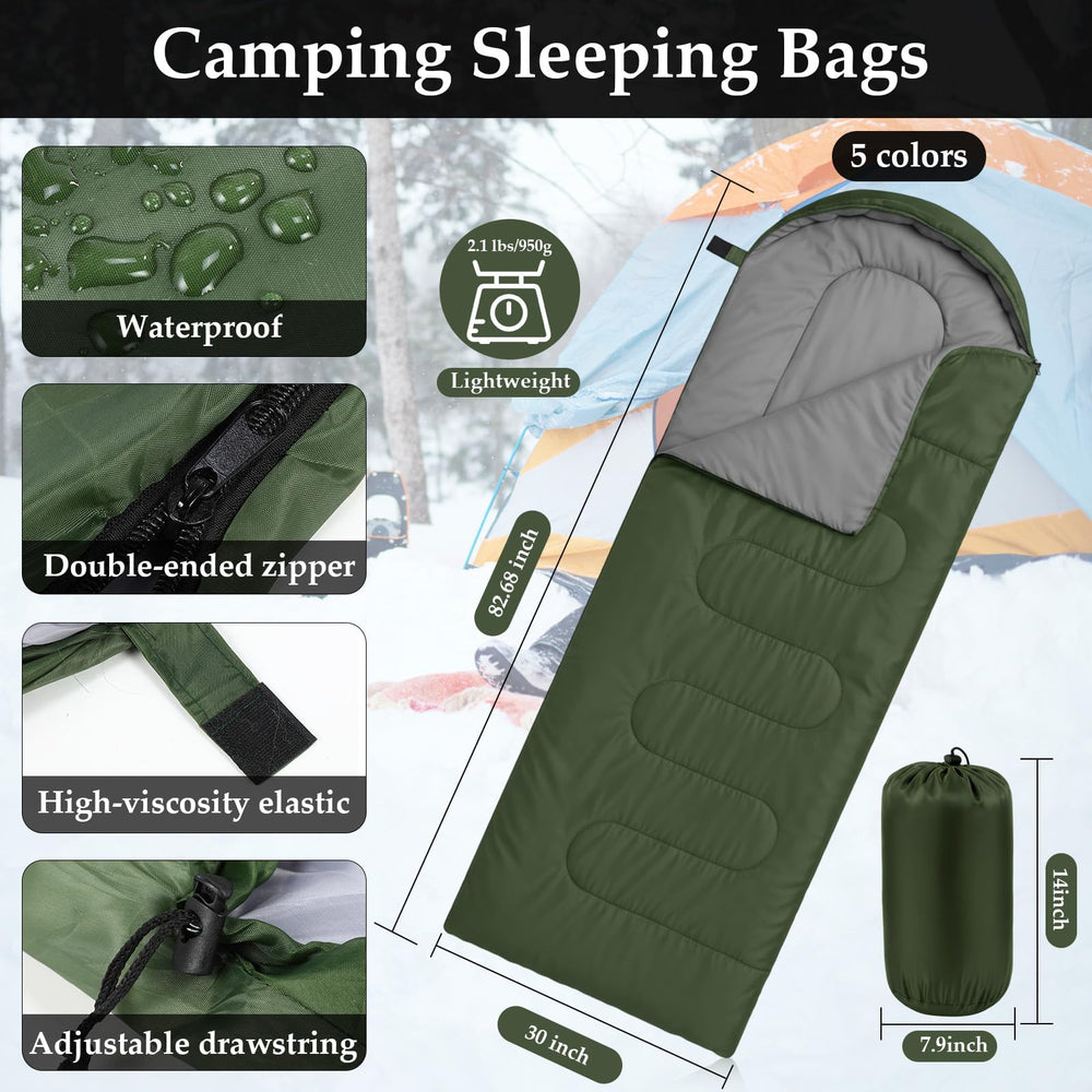 Cutecrop sleeping bag 83x30 inches shown for cold-weather warmth