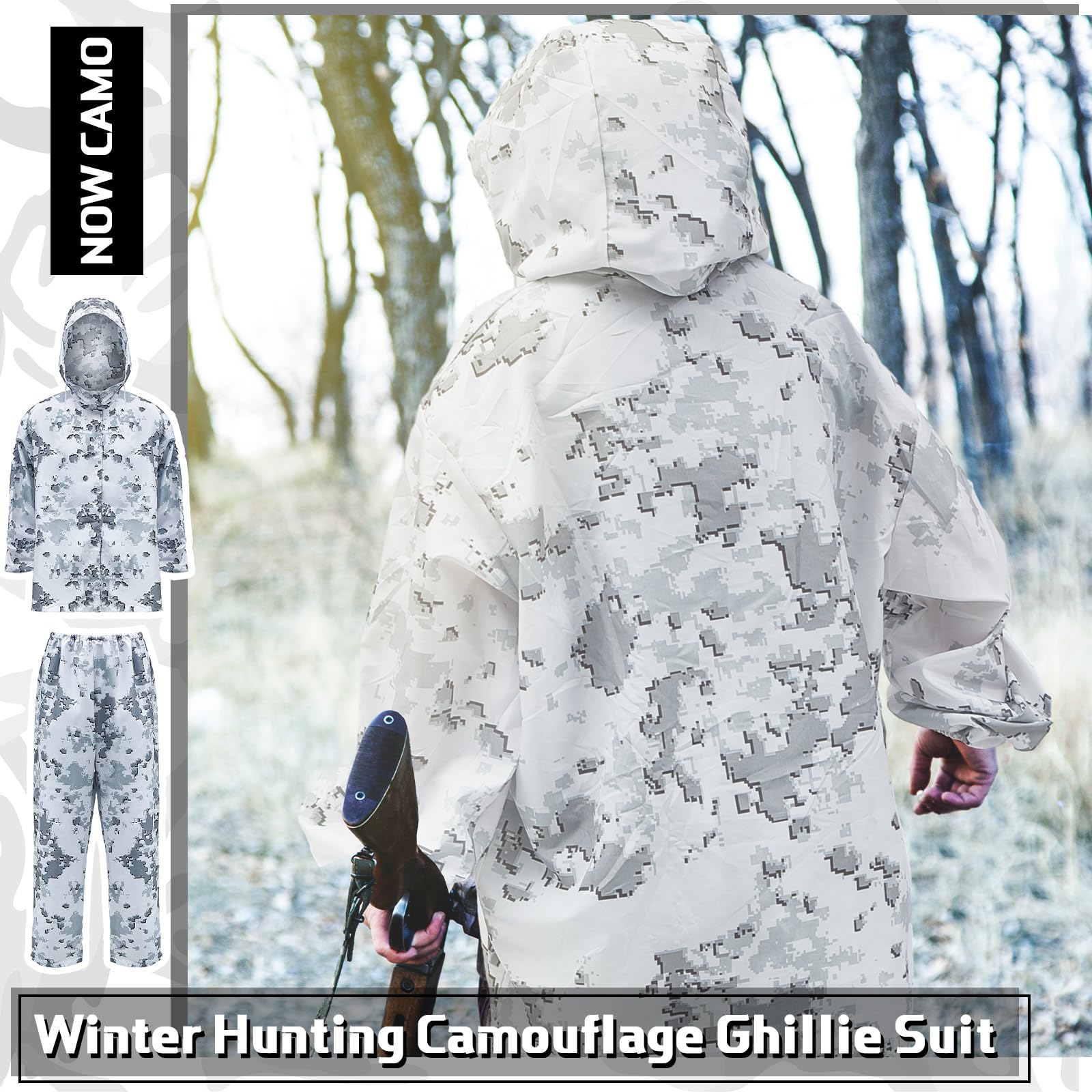 Cutecrop winter camo suit pants with elastic cuffs for secure fit