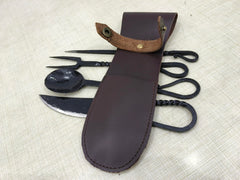 Cutlery Set Leather carrying pouch keeps utensils organized on hikes.