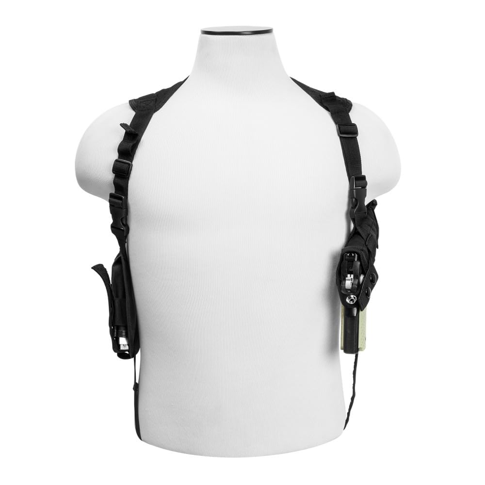 Double magazine holder attached to shoulder harness