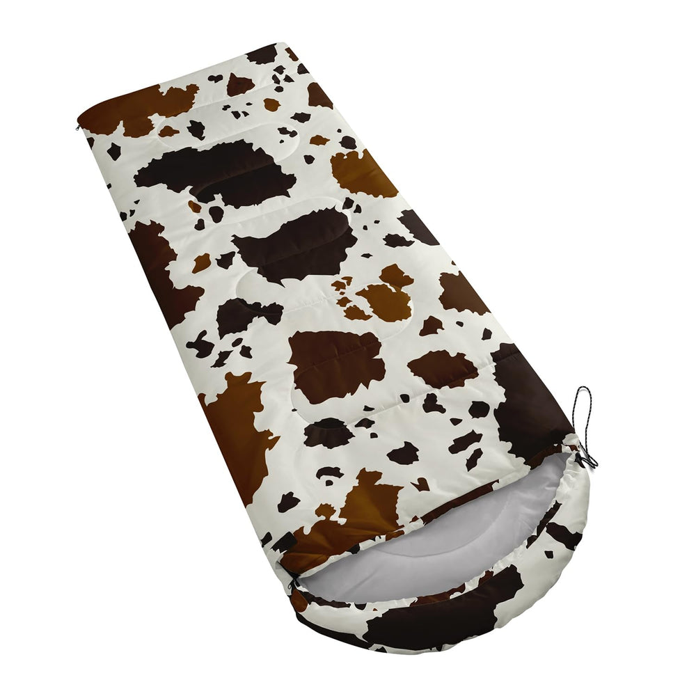 CVHOUSE Brown Cow Sleeping Bag inner lining detail adds soft comfort and quick-drying feel.