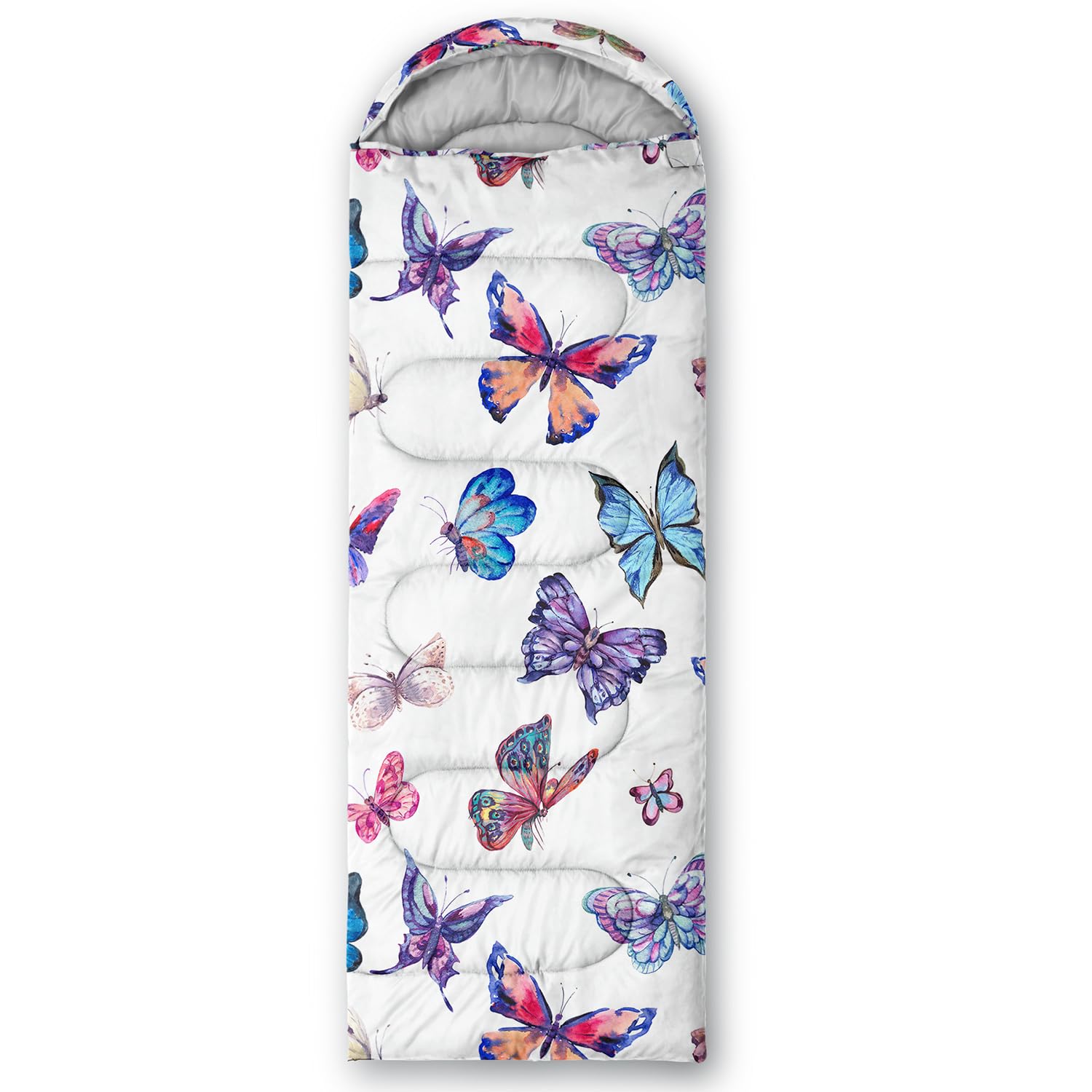 CVHOUSE Butterfly sleeping bag temp range 32-77 F supports three-season use