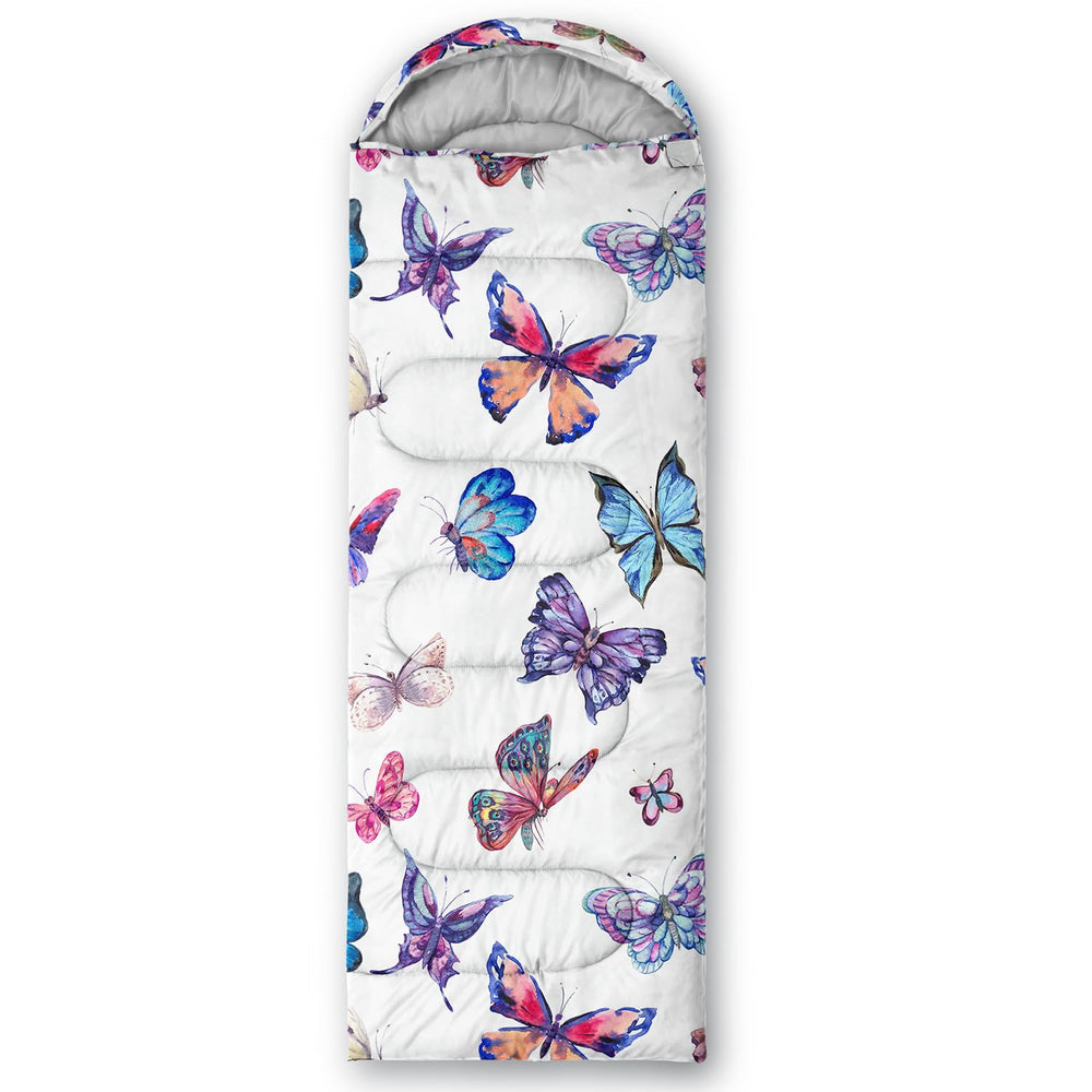 CVHOUSE Butterfly sleeping bag temp range 32-77 F supports three-season use