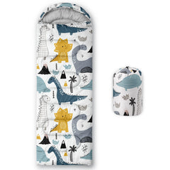 CVHOUSE dinosaur sleeping bag front view, roomy 31x90 inches for adults and kids.